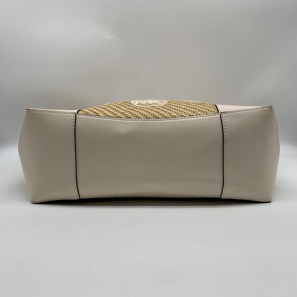 Michael Kors Eva Large Woven Straw and Cream Leather Trim Tote Bag with Leather - Picture 5 of 11